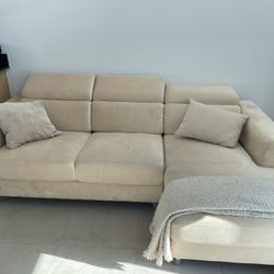 Wide Velvet Right Hand Facing Modular sofa and chaise By Orren Ellis