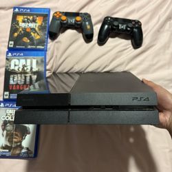 PS4 Console With Controllers And Games 