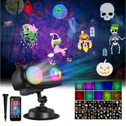 2025 Upgrade Halloween Christmas Projector Lights Decorations, COOLWUFAN Outdoor Indoor Holiday Projector Lights with Remote and 20 HD Effects(3D Ocea