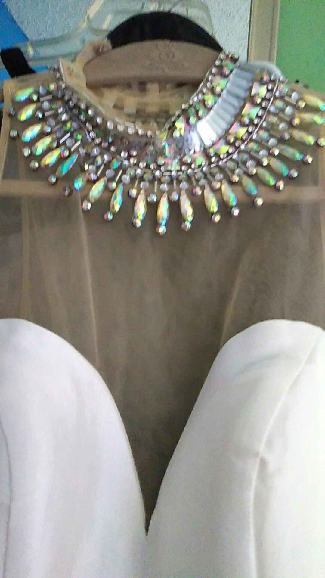 Designer Pageant Dress White w/rhinestones on neck and lower back