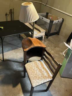 Antique Phone Table w/ Lamp