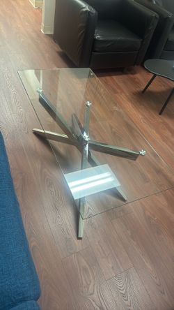 Brand New Modern Glass & Silver Coffee Table 