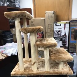 Cowboy Wooden 4-step Cat Stairs W/Detachable Carpet