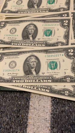 Two dollars bills uncirculated