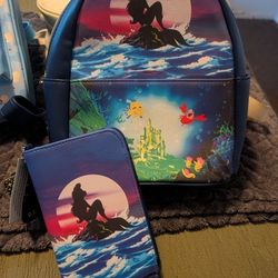 Loungefly Disney's Little Mermaid Backpack And wallet Set
