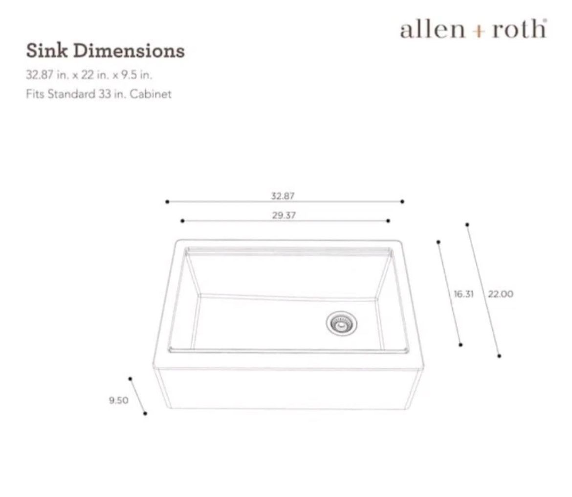 Allen Roth Single Bowl Granite Farmhouse Sink 33x22x10 Retails For Over $300 $130 EACH DEAL