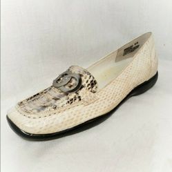 Bellini White Snakeskin Loafer 8 NWOB