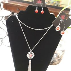 Collar Largo Y Aretes Paparazzi