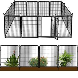 New in box GETLAY Garden Fence with Gate 36 in(H)×27 in(L) 14 Panels Total 31 Ft(L), Garden Fences and Borders for Dogs, Animal Barrier Fence, Black M