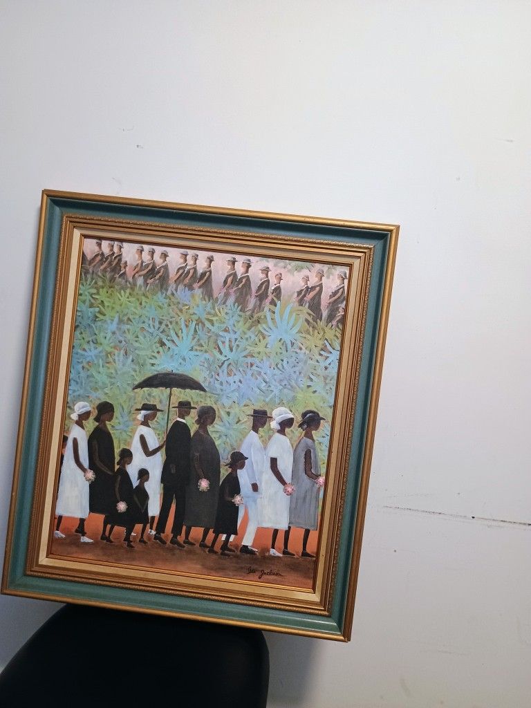 Vintage Funeral Procession By Ellis Wilson 30x30 Large Professionally Framed