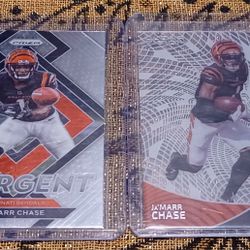 Jamarr Chase Cincinnati Bengals 2 Card Rookie Lot Emergent  Clear Vision 2021