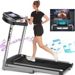 Treadmill with Large 10" Touchscreen, WiFi Connection, YouTube, Facebook,3.25hp Folding Treadmill, Cardio Fitness Exercise Machine for Walking, Joggin