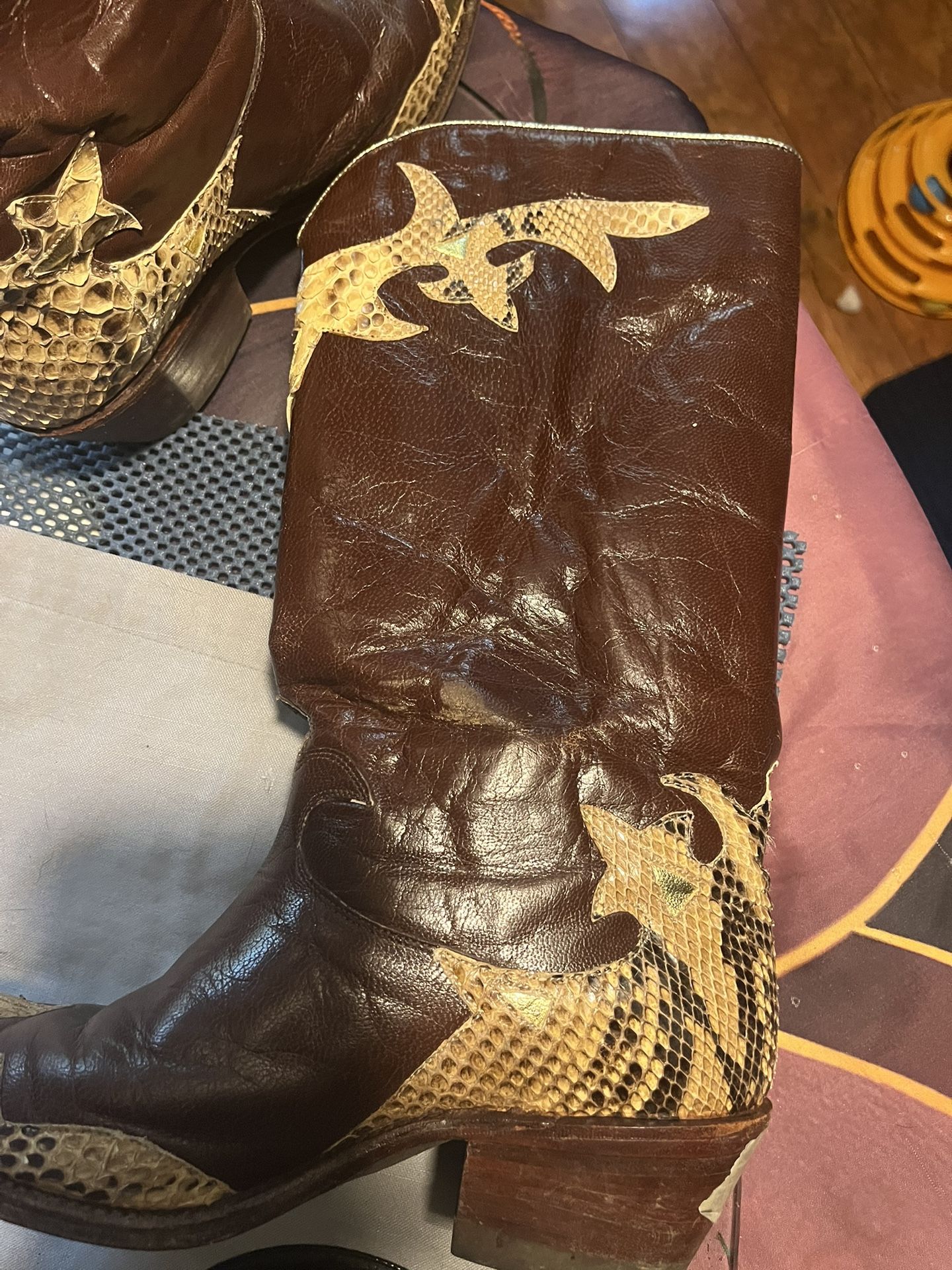 Justin Vintage Python, Snake Skin boots designed by Beverly Fieldman $200. They were 350.