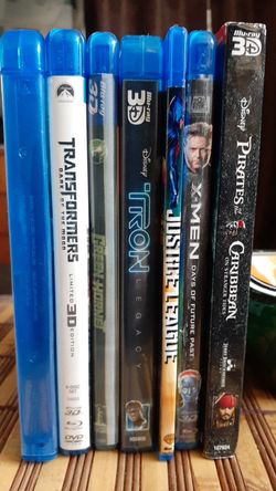 7 BLU-RAY 3D DVD MOVIES PIRATES,X-MEN,SUPER HERO, TRANSFORMERS