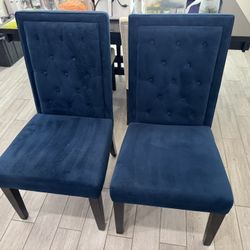Designer Navy Blue Velvet Dining Chairs – Set of 2 