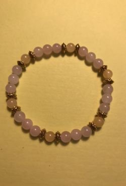 Rose quartz and yellow jade bracelet