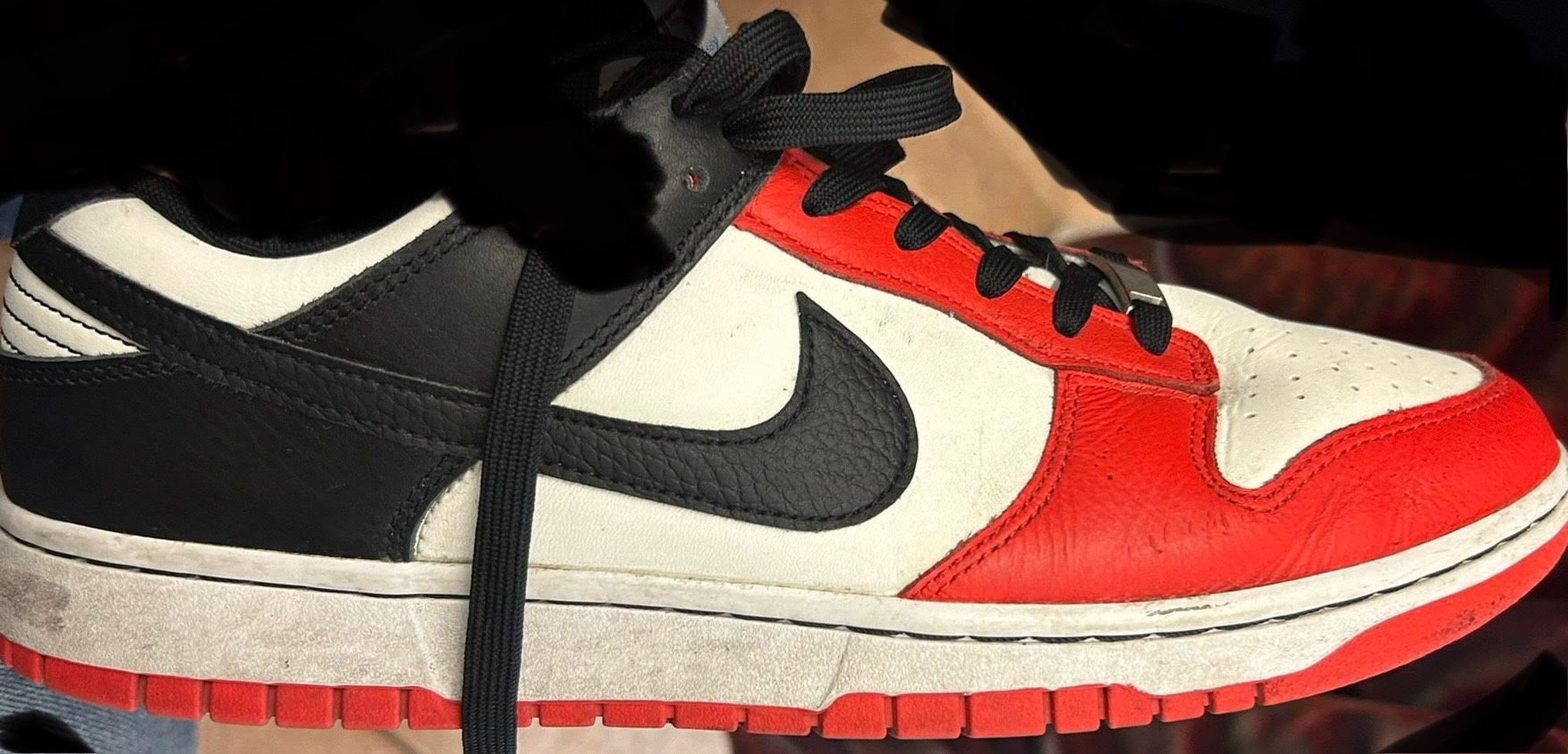 Preowned Sz 12 Nike Dunk Low NBA 75th Anniversary Chicago Shoes DO6288-100
