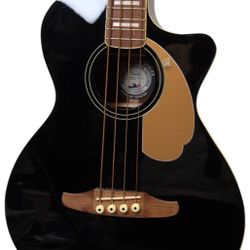 Fender Kingman V2 Acoustic-Electric Bass Black Guitar - 4 String Music Instrument WITH SOFT CASE