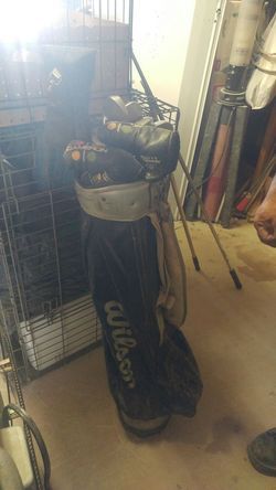 Golf clubs with golfballs