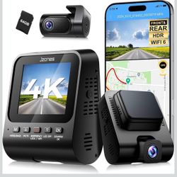 Dash Cam Front and Rear: 4K+1080P FHD Dual Dash Camera for Cars with Night Vision, 2 Channel HDR Dash Camera, 24H Parking Mode Car Camera, Built-in GP