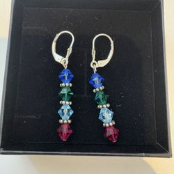 Silver 925 Earrings  With Swarovski Crystals 