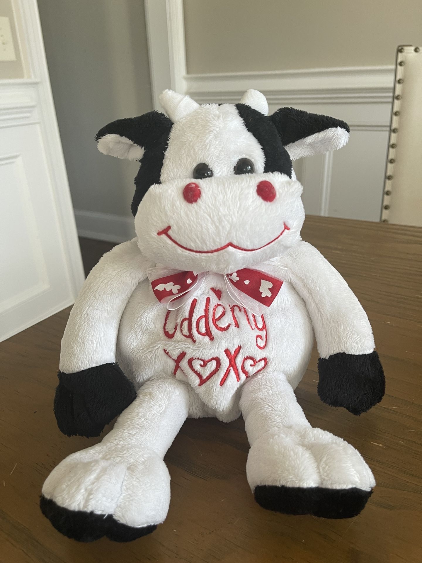 Dan Dee Cow Plush Stuffed Animal White Black Red and