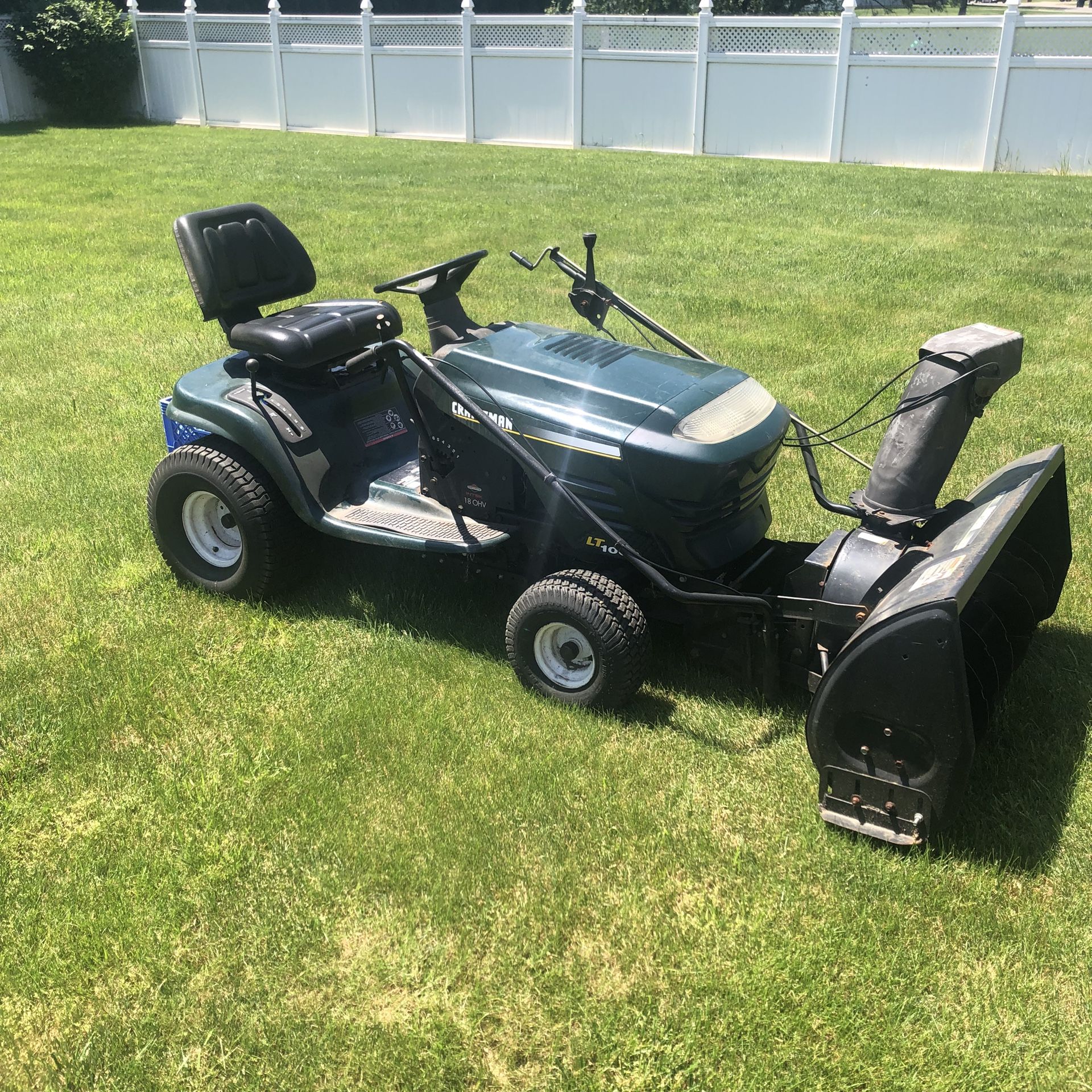 1997 Craftsman LT1000 With a Craftsman Snow blowing Attachment.