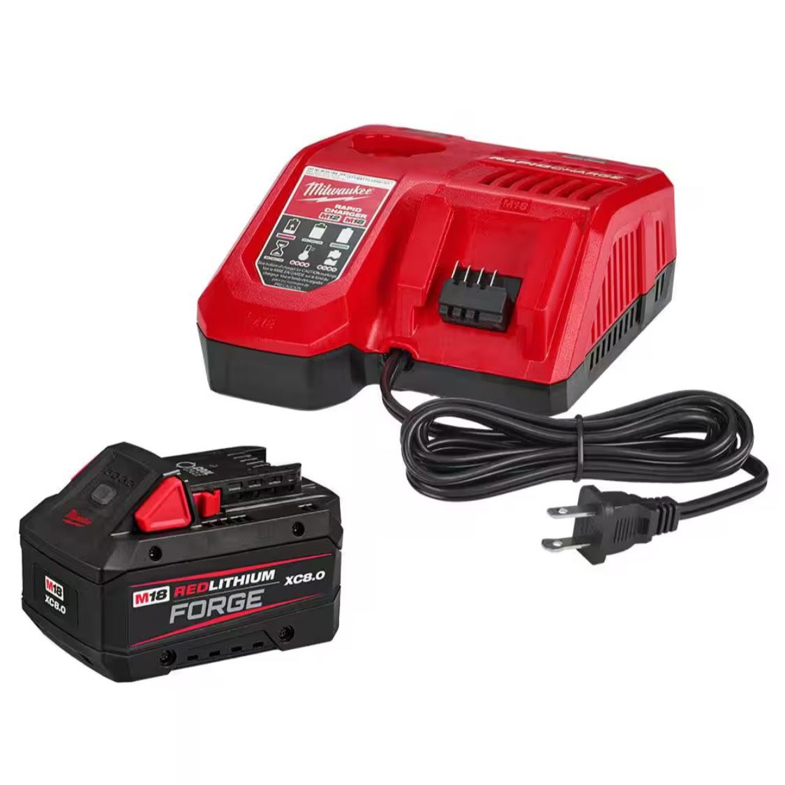 Milwaukee M18 18-Volt Lith-Ion Redlithium FORGE Starter Kit w/ 8. 0Ah Battery & Rapid Charger