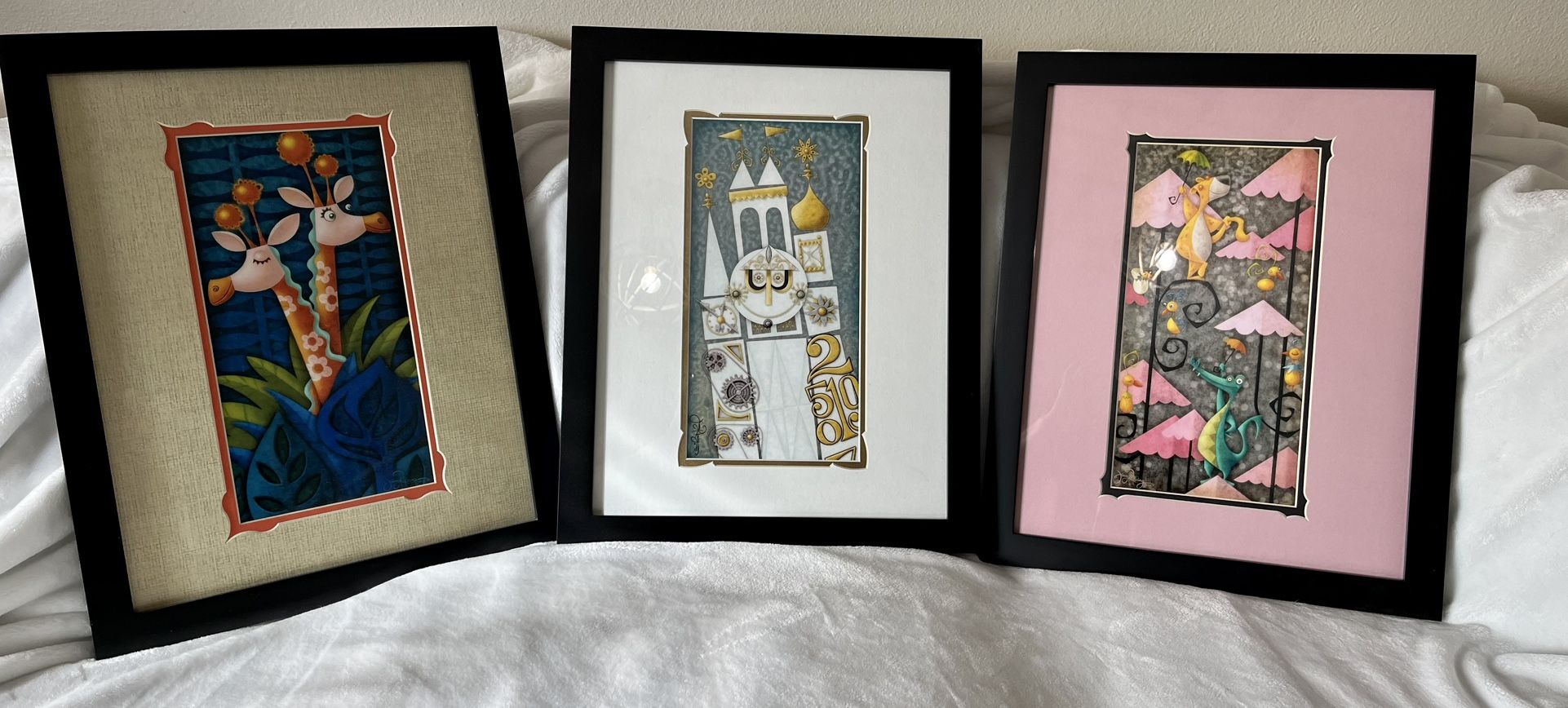 3 Large Disney ITS A SMALL WORLD PRINTS