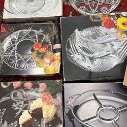 $15 each Crystal serving trays platter for fruits dips vegetables