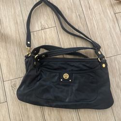 Marc Jacobs Black Leather Double Strap Shoulder Bag