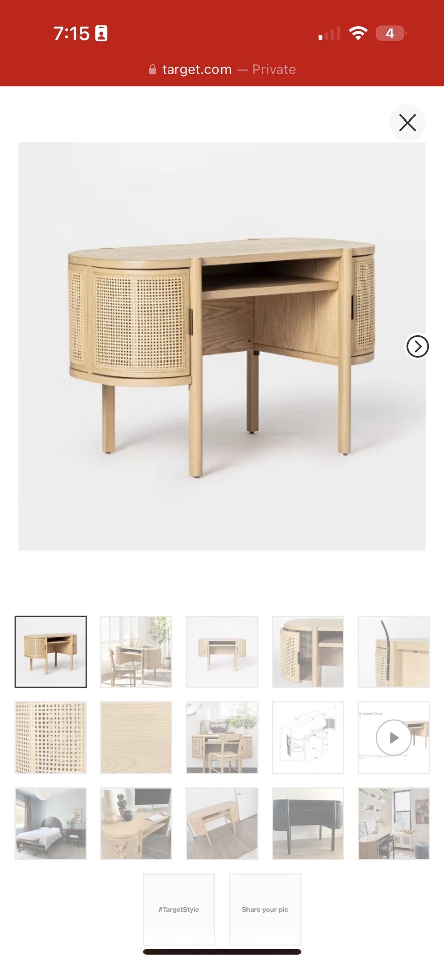 Portola Hills Caned Desk - Threshold™ designed with Studio McGee
