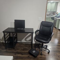$175 OBO Dark Wood Desk, Monitor, Chair, Etc - $175 OBO