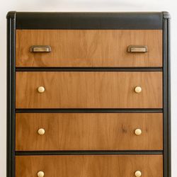 ✨ Refinished Art Deco Dresser – Black & Walnut Two-Tone ✨