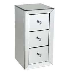 
New 3-Drawer Silver Mirror Bedside Table with Oblate Handle