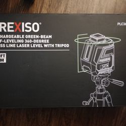 Prexiso rechargeable green-beam self-leveling 360° cross line laser level with tripod