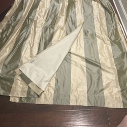 Silk Pleated Striped Decorative Curtain Set