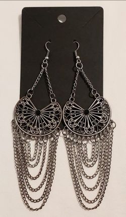 So Social Butterfly- Silver and Black Stone  Paparazzi Earrings