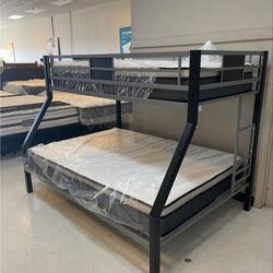 Dinsmore Black/Gray Twin over Full Bunk Bed