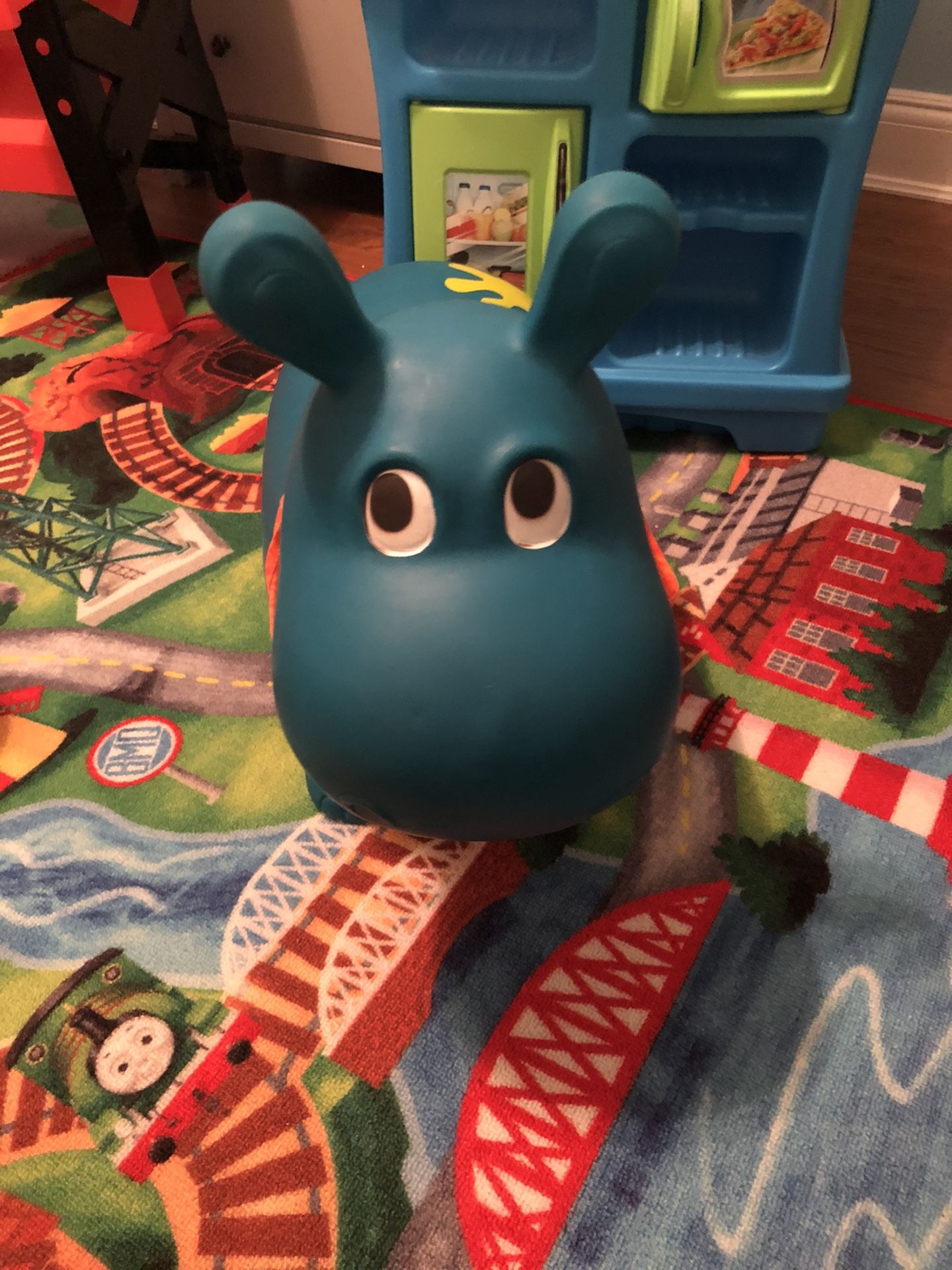 B. Toys – Hanky The Hippo Inflatable Ride-On Bouncer – Bouncy Boing – Soft Riding Toy for Toddlers 18M+