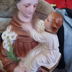 Vintage Marian 24in Ceremic St Anthony With Baby Statue