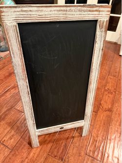 Rustic White Foldable Chalkboard A-Frame Stand Easel