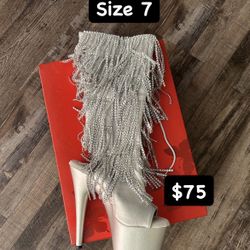 Size 7 Pleaser Shoes: Stripper Pole Dance Fringe Boots