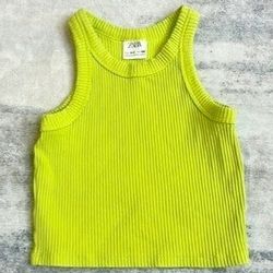 New ZARA Neon Green Cropped Tank Top T Tee Shirt Top Girls Size 9 10 