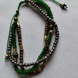 Glass Beads On Chinese Cord Multi Strand Bracelets