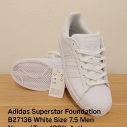 Adidas Superstar Foundation B27136 White Size 7.5 Men New w/ Tags 100% Auth