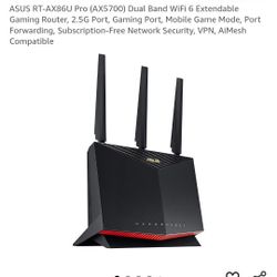 ASUS RT-AX86U Pro (AX5700) Dual Band WiFi 6 Extendable Gaming Router, 2.5G Port, Gaming Port, Mobile Game Mode, Port Forwarding, Subscription-Free Net