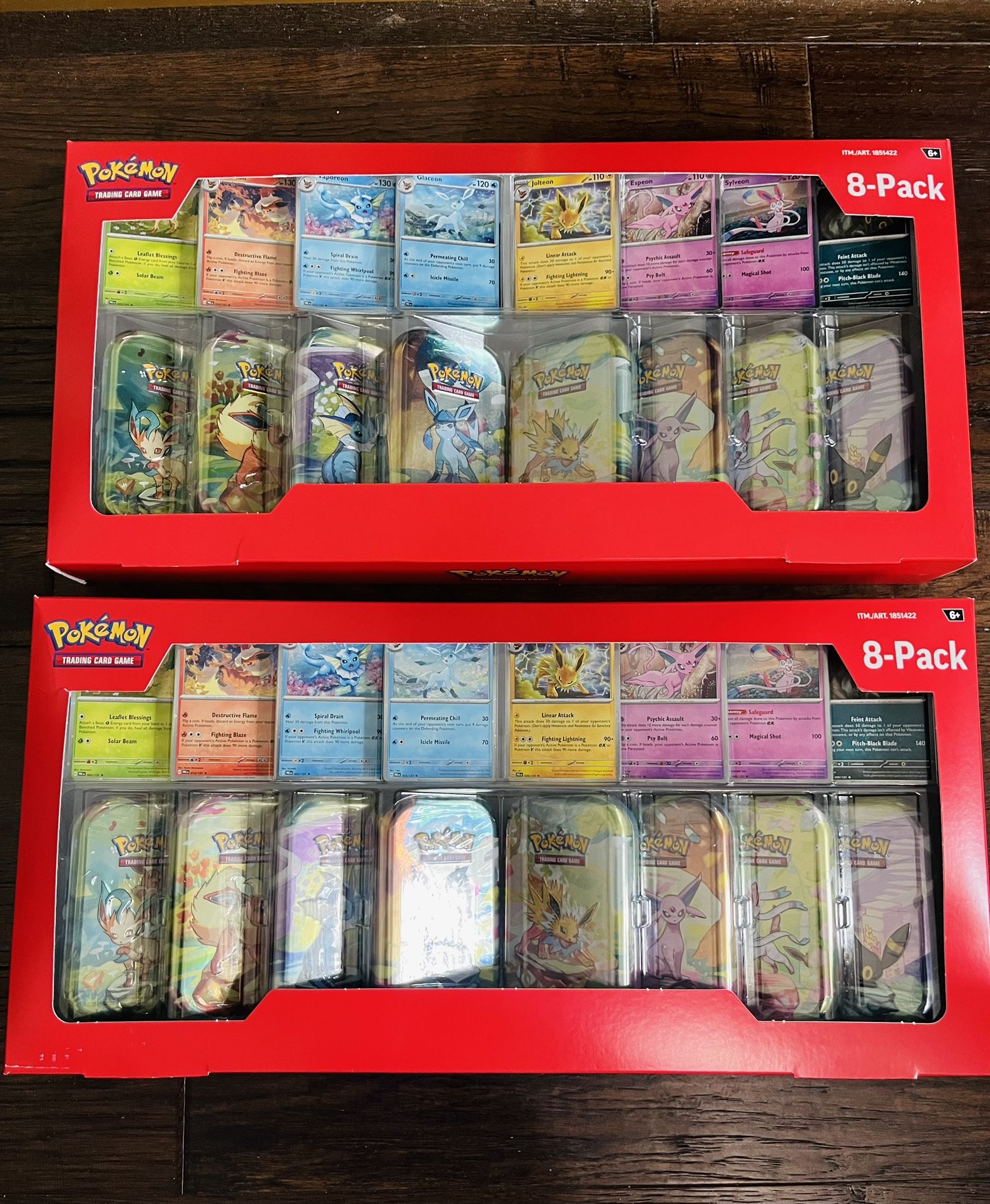 Brand-new Factory Sealed-Pokemon Prismatic Evolutions 8 Mini-Tins with Promo Cards, 2-pack