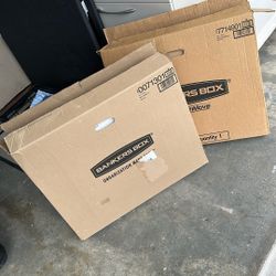 Two Boxes Of Bankers Boxes, Cardboard File Storage Boxes