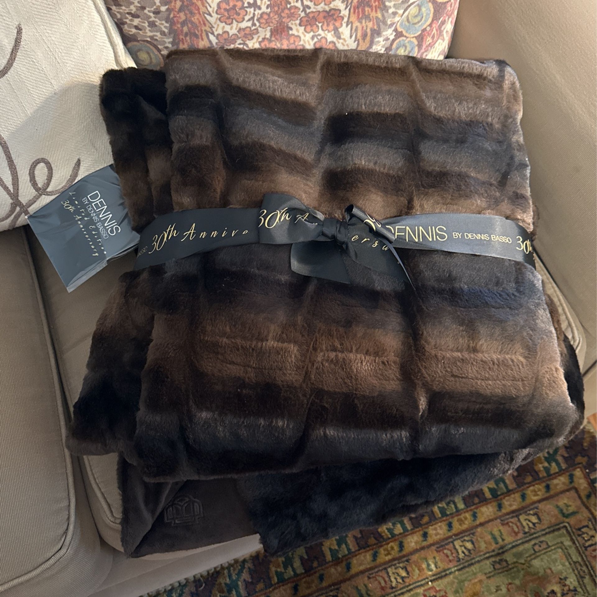 Dennis Basso Faux Fur Throw